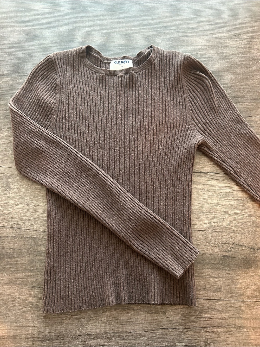 Old Navy Brown Ribbed Crewneck Sweater